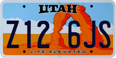UT license plate Z126JS
