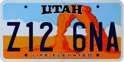 UT license plate Z126NA