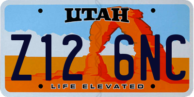UT license plate Z126NC