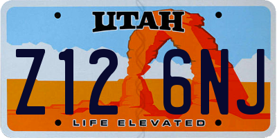 UT license plate Z126NJ
