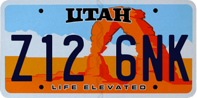 UT license plate Z126NK