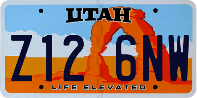 UT license plate Z126NW