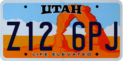 UT license plate Z126PJ