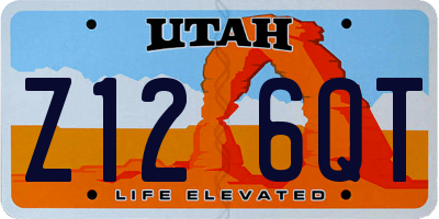 UT license plate Z126QT