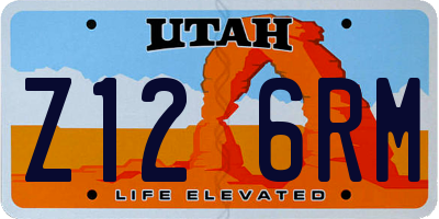 UT license plate Z126RM