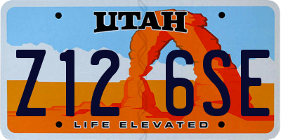 UT license plate Z126SE