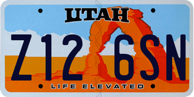 UT license plate Z126SN