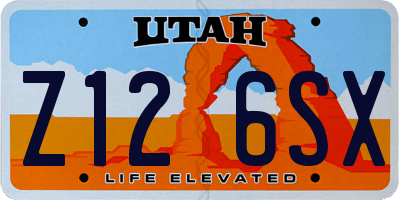 UT license plate Z126SX