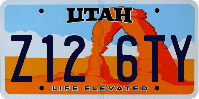 UT license plate Z126TY