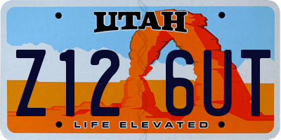 UT license plate Z126UT