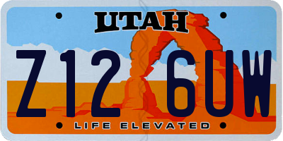 UT license plate Z126UW