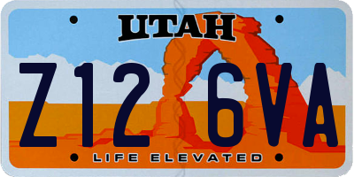 UT license plate Z126VA