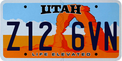 UT license plate Z126VN