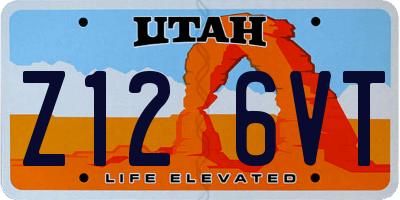 UT license plate Z126VT