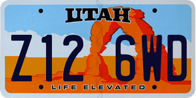 UT license plate Z126WD