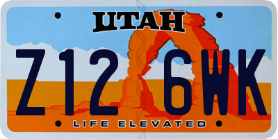UT license plate Z126WK