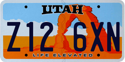 UT license plate Z126XN