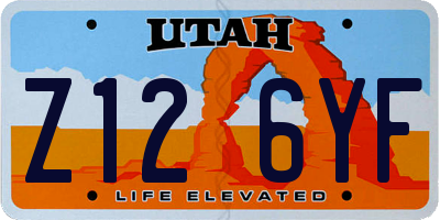 UT license plate Z126YF
