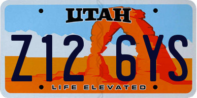 UT license plate Z126YS