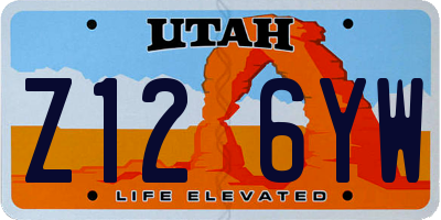 UT license plate Z126YW