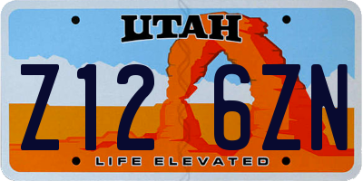 UT license plate Z126ZN