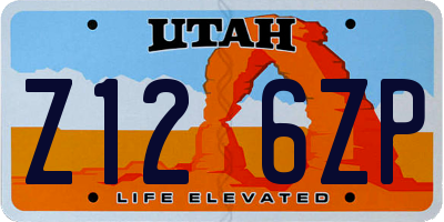 UT license plate Z126ZP