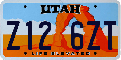 UT license plate Z126ZT