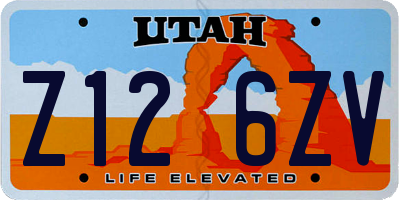 UT license plate Z126ZV