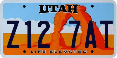 UT license plate Z127AT