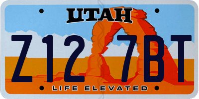 UT license plate Z127BT