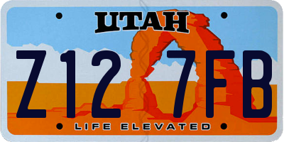 UT license plate Z127FB