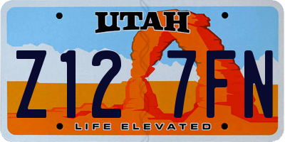 UT license plate Z127FN