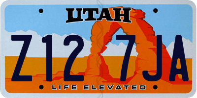 UT license plate Z127JA