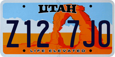UT license plate Z127JO