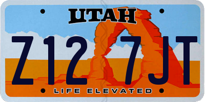UT license plate Z127JT