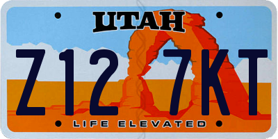 UT license plate Z127KT