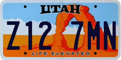 UT license plate Z127MN