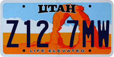 UT license plate Z127MW