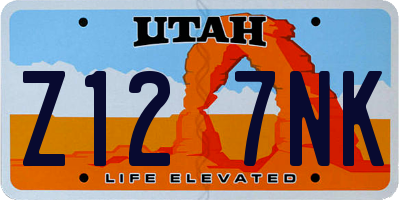 UT license plate Z127NK