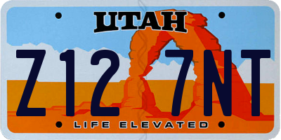UT license plate Z127NT