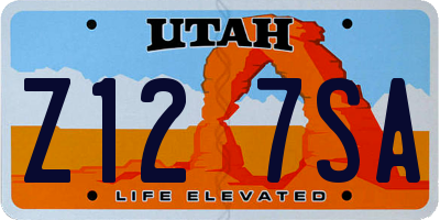 UT license plate Z127SA