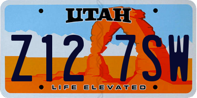 UT license plate Z127SW