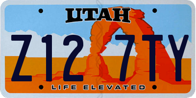 UT license plate Z127TY