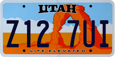UT license plate Z127UI