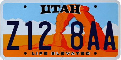 UT license plate Z128AA