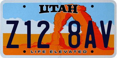 UT license plate Z128AV