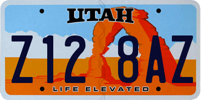 UT license plate Z128AZ