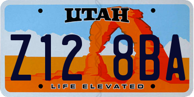 UT license plate Z128BA