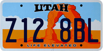 UT license plate Z128BL