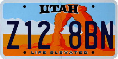 UT license plate Z128BN